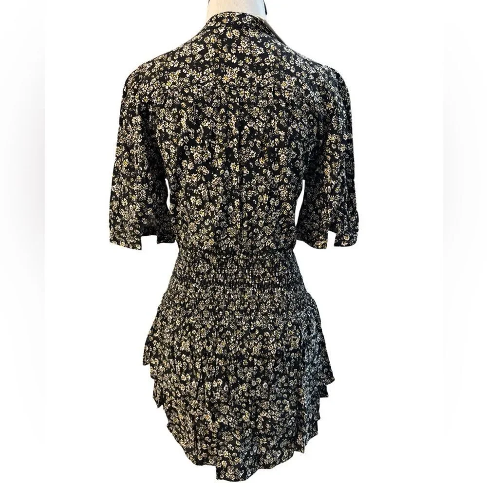NWT Aqua Black Dress w Yellow & White Daisy Print - Picture 2 of 3